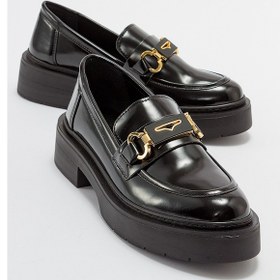 Resim Luvishoes Unte Siyah Açma Kadın Loafer Siyah 