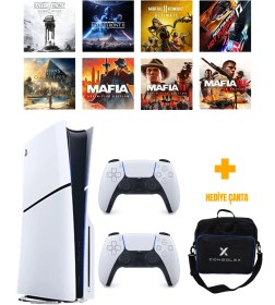 Resim Sony PS5 Slim 1TB CD Edition (CFI-2116) + 8 Dijital Oyun + Çift Kol + ConsoleX Çanta 