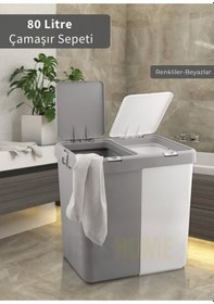 Resim Jet's Home 6'lı Banyo Seti Çamaşır Sepeti Katlanır Badya Katlanır Kova Katlanır Maşrapa Bpa Free Beyaz - Gri 