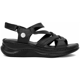 Resim Mammamia D25ys-2265 Kadın Hakiki Deri Dolgu Topuk Sandalet Siyah Siyah 