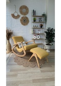 Resim Asedia Ekol Dişbudak Naturel Sarı Sallanan Sandalye Berjer 