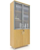 Resim Modüler Dünyası 2 Cam Kapaklı Kilitli Dosya Dolabı Teak 80X38X188 Teak 