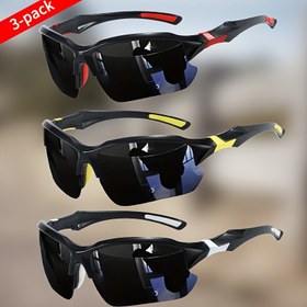 Resim 3 adet Polarize Spor Gözlüğü Erkekler ve Kadınlar için - Dayanıklı PC Lensler, Tırmanma, Koşu, Balıkçılık ve Açık Hava Aktiviteleri için İdeal 