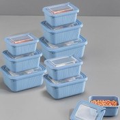 Resim 9'lu Vip Dikdörtgen Mikrodalga Ve Difrize Uygun Saklama Kabı Seti Mavi 3x(1750,1050,600 Ml) Vienev