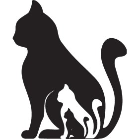Resim Kedi Ailesi Duvar Dekor Sticker 40 x 48 cm 