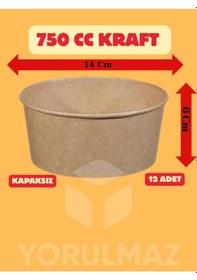 Resim 750 Cc Kraft Salata Kasesi Kapaksız 12 Li Geniş Hacimli Şık Sunum 