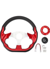 Resim Creatorally Araba Direksiyon 13IN Pu Şık Görünüm Darbeye Dalı Gelişmiş Kavrama Kolay Kurulum Yarış Direksiyon Araç Kırmızı (Yurt Dışından) 