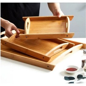 Resim 3'lü Bambu Tepsi 28 32 37 Cm 