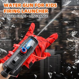 Resim Gençler için Örümcek Bilek Su Tabancası Kırmızı & Siyah Eldivenlerle - Dayanıklı Plastik, Uzun Menzilli Tetik Atış Oyuncak - Dış Mekan Eğlencesi için Mükemmel Hediye - Cadılar Bayramı, Noel, Şükran Günü için 