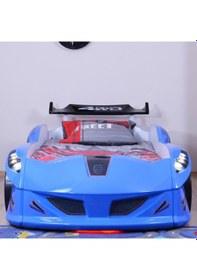 Resim Arabalı Yatak, Jaguar Rüzgarlıklı Arabalı Yatak - Mavi 1 Adet Comfort Yatak 