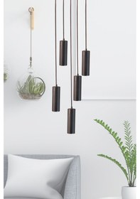 Resim Bella Avize Modern Metal 5 Li Siyah Gövde Ampüllü Tasarım Lü... Siyah 