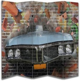 Resim Araba Temalı Özel Tasarım Paravan Room Divider 180 x 200 cm 