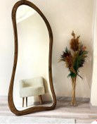 Resim Ahşap Çerçeve Asimetrik Ayaklı Boy Aynası - Ceviz 