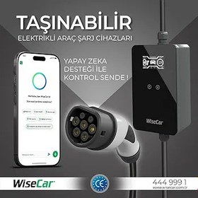 Resim WiseCar WTP3 22 & 11 KW Taşınabilir Yapay Zeka Destekli Akıllı Elektrikli Araç Şarj Cihazı | Mobil Uygulama & WiseCar AI 