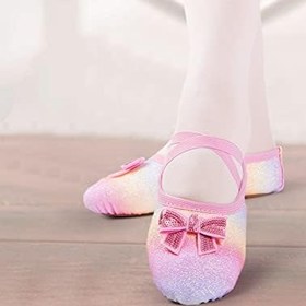 Resim DANSHOW Kız Bale Ayakkabıları Bölünmüş Taban Parlak Düz Dans Ayakkabıları Çocuklar İçin Bale Terlikleri (WX55-21-28) 28 AVRUPA BİRLİĞİ 