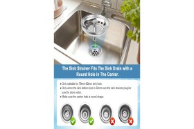 Resim Feyza Design 3'lü Paslanmaz Çelik Lavabo Süzgeç Seti, 8 Cm, Iki Yönlü, Dayanıklı ve Pratik 