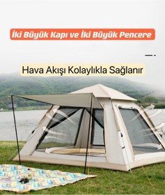 Resim Shufa 4 Tarafı Kare Tenteli Tam Otomatik Kamp Çadırı 240 240 155 Bej 