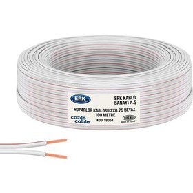 Resim Cable Cable Hoparlör Kablosu Kordon 2x0.75 Beyaz 100 Metre Erk Yerli 