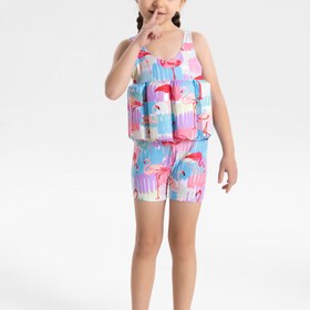 Resim Sevimli Kız Çocuk Flamingo Tek Parça Mayo ile Yüzen Yelek - Esnek, Hızlı Kuruyan Polyester/Elastan Karışımı, Makinede Yıkanabilir - Havuz & Kaplıcalar İçin Mükemmel 