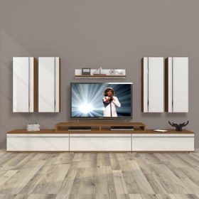 Resim Ekoflex 8d Mdf Tv Ünitesi Tv Sehpası - Ceviz - Beyaz 