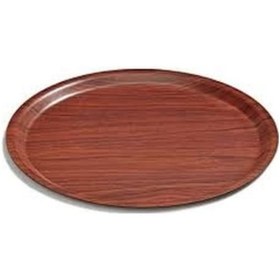 Resim Ahşap Desenli Kaymaz Kaydırmaz Yuvarlak Tepsi 43 CM 