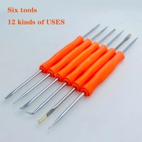 Resim Betty Becky Elektronik Isı Yardımı Onarım Aracı Seti 6 Adet Kaynak Lehim Lehimleme Istasyonu Demir Aracı Kaynak Taşlama Temizleme Aracı (Yurt Dışından) 