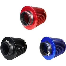 Resim Ulzyvf Evrensel Kırmızı Alüminyum Hava Filtresi - 7.6cm Giriş Yüksek Performanslı Yıkanabilir Kuru Tip 