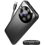 Resim Taşınabilir Şarj Cihazı 10000mah, Güç Bankası Dahili Kablo İle Yüksek Hızlı Black 10000mah 