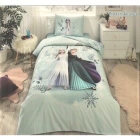 Resim Özdilek Disney Kapitoneli Nevresim Takımı Ranforce Mint Frozen Leaves Yeşil 