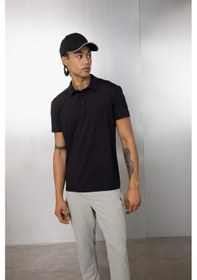 Resim DeFactoFit Siyah Standart Fit Basic Düz Kısa Kollu Sporcu Polo Tişört C9267AX24AUBK81 