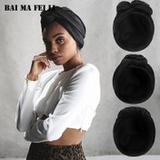 Resim 1 adet BAI MA FEI LI Kadınlar için Vintage Fransız Başörtüsü Şapka Büyük Fiyonklu - Hafif, Ayarlanabilir İpli, Tüm Mevsimler İçin Düz Sarı Polyester Türban, Günlük veya Dış Mekan Giyimi İçin Mükemmel, Dış Aksesuar | Döndürme Düğüm Tasarım 
