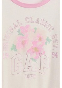 Resim Gap Kız Çocuk Ringer Grafik Baskılı Beyaz T-shirt-14926 