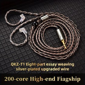 Resim QKZ T1 Kablolu Kulaklık Kordonu 8-Telli Gümüş Kaplama Yükseltme Kablo 0.75mm 2Pin HiFi Kulaklık Güncelleme Kablosu 3.5mm Kulaklık Aksesuarları 
