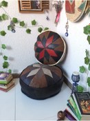 Resim Ottoman Pouffe El Yapımı Hakiki Deri Ottoman Puf Yer Bungalov Bahçe Balkon Yer Minderi 50ve40cm(DOLGULU) 