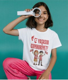 Resim Alpşan Ticaret 29 Ekim Çocuk Tişörtleri Cumhuriyet Bayramı Tişörtleri Çocuk / Kadın / Erkek Cumhuriyet Tişörtü Beyaz 