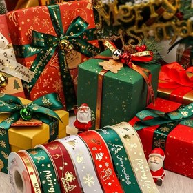 Resim Hediye Paketleme için Noel Kurdelesi, Pasta Süsleme için Festif Saten Kurdelesi, Tatil Mevsimi Düğmesi ve Kurdelesi, Kumaş Malzeme, Güç Gerekli Değil, Pil Dahil Değil 