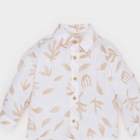 Resim DeFacto Erkek Bebek Desenli Flamlı Poplin Uzun Kollu Gömlek B9257A525SPBG319 Bej 