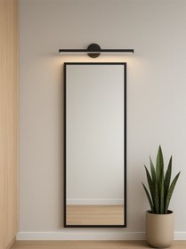 Resim Siyah Banyo Duvar Ayna Tablo Koridor Cafe Hotel Aydınlatması Led Flüt Aplik Günışığı 70 Cm Pilli Siyah 