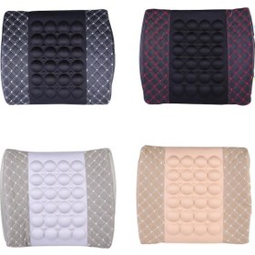 Resim Siyah, Beyaz Araba Elektrikli Masaj Minderi Araç Koltuğu Sırt Bel Desteği Bel Yastığı Masajı 