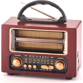 Resim Kırmızı Retro Radyo, Bluetooth ve 3 Bant, Nostaljik Tasarım 