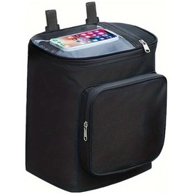 Resim Gateesat Siyah Cep Telefonu Filmli Dayanıklı Siyah Motor Bisiklet Başlığı Asma Çantası 