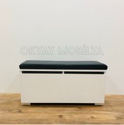 Resim OKYAY MOBİLYA 90 Cm Puflu Ayakkabılık , Oturaklı Ayakkabılık , Antre Dolabı , Vestiyer 