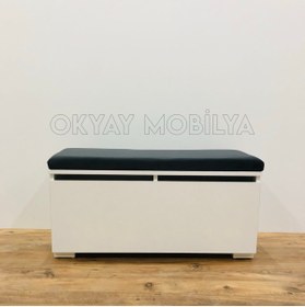 Resim OKYAY MOBİLYA 90 Cm Puflu Ayakkabılık , Oturaklı Ayakkabılık , Antre Dolabı , Vestiyer 