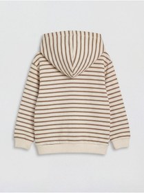 Resim LC Waikiki GÜLİS GİYİM'DEN Bej Kapüşonlu Çizgili Erkek Bebek Fermuarlı Sweatshirt 