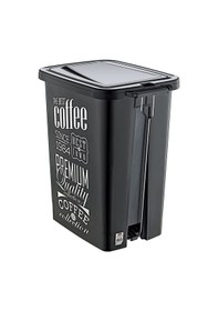 Resim Plastik 25 Lt Slim Pedallı Çöp Kovası Siyah Beyaz Yazı Desenli Siyah 