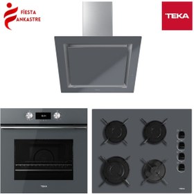 Resim Teka Ankastre Gri Set 1 [ Hlb 8400 St Fırın Gbe 64002 St Ankastre Ocak Dlv 68660 St Davlumbaz ] 