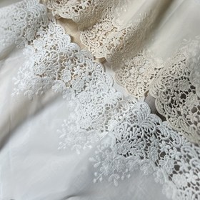 Resim 1 Yard Genişlikte Boşaltılmış Dantel Kenarı - 19cm Genişlikte Beyaz Dantel Kumaş Gelin Elbiseleri, Perdeler ve DIY Giyim Süslemeleri için - İncelikli Çiçek Desenleri, Yüksek Kaliteli Dikiş ve El Sanatları Malzemeleri, Dantel Kumaş, Gelin Elbisesi Süslemesi, Zarif Dantel İşleri, Detaylı Dantel İşleri 
