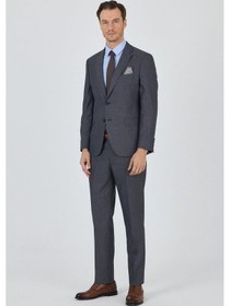 Resim İmza Koyu Antrasit Mono Yaka Esnek 6 Drop Comfort Fit Classic Takım Elbise 1001250152 Koyu Antrasit 
