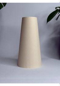 Resim Lınea Vazo- Bej - Taş Tabanlı Pla Sadelikteki Zarafetin İzinde 