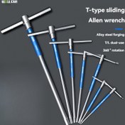 Resim WOLLFAN T-Saplı Allen Anahtar Seti, Çift Kullanımlı T/L Tipi Altıgen Anahtar, Yüksek Sertlik Metal Alaşımlı Çelik Dövme, 360° Dönüş, Metrik Boyutlar 2-10mm - Profesyonel El Aletleri 